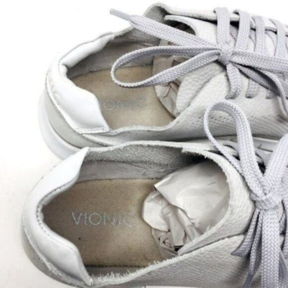Vionic Joey womans sneakers leather gray lace up W11 BoxB - Picture 4 of 7